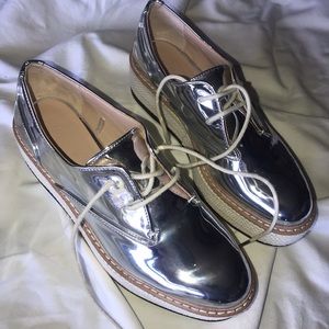 Zara Woman Chrome Platform Oxfords